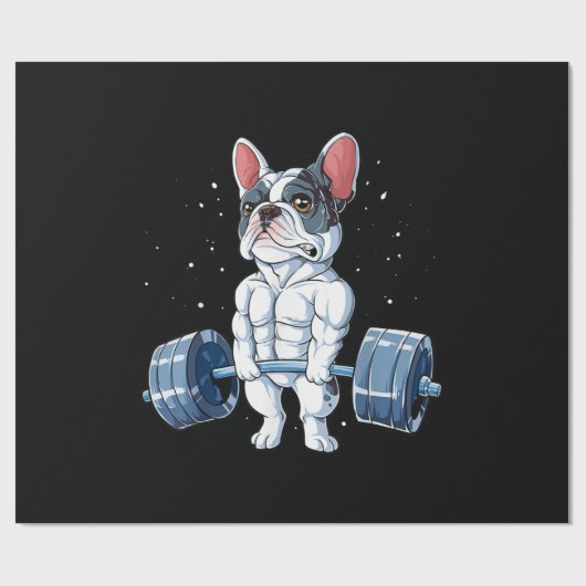 Franse Bulldog Weightlift Funny Deadlift Gym Cadeaupapier (Vlak)