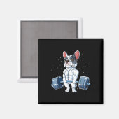 Franse Bulldog Weightlift Funny Deadlift Gym Magneet (Voorkant / Achterkant)