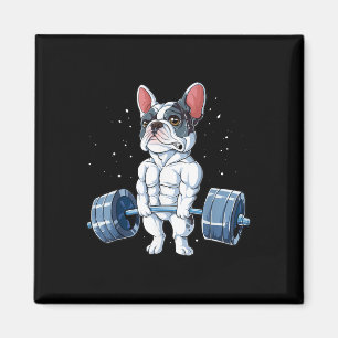 Franse Bulldog Weightlift Funny Deadlift Gym Magneet