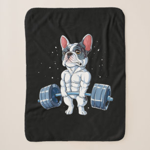 Franse Bulldog Weightlift Funny Deadlift Gym Sherpa Deken