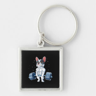 Franse Bulldog Weightlift Funny Deadlift Gym Sleutelhanger