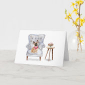 Franse Bulldog Wenskaart Verjaardag Kaart (Gele Bloem)