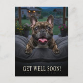 Franse Bulldog Wenskaart voor Beterschap Briefkaart (Voorkant)