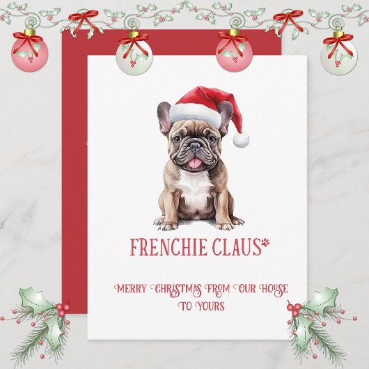 Franse Bulldog Whimsical Kerstmis | Feestdagenkaart