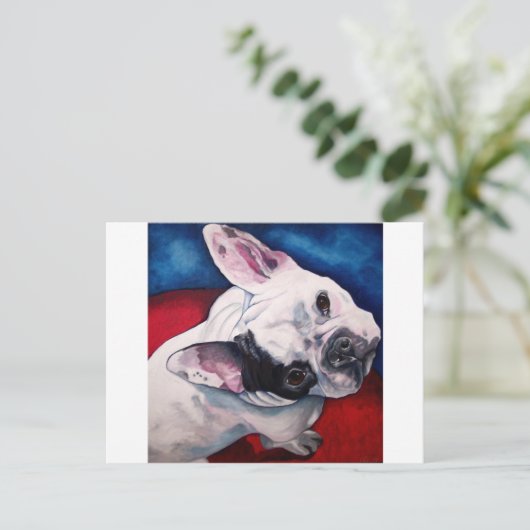 Franse Bulldog, White en Black Briefkaart (Staand voorkant)
