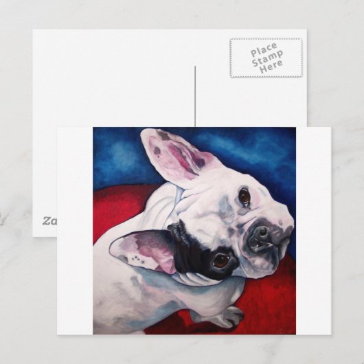 Franse Bulldog, White en Black Briefkaart (Voorkant / Achterkant)