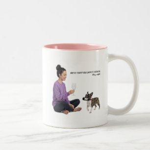 Franse Bulldog Wijn Humor Cadeau Tweekleurige Koffiemok