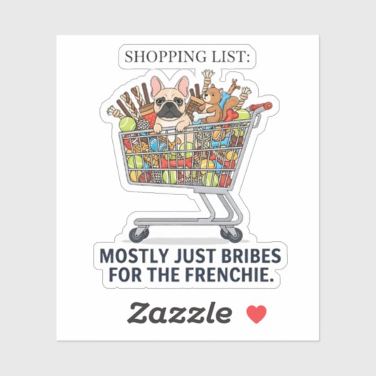 Franse Bulldog Winkeluitstapje Grappige Hond Stick Sticker (Vel)