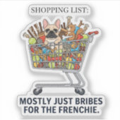 Franse Bulldog Winkeluitstapje Grappige Hond Stick Sticker (Voorkant)