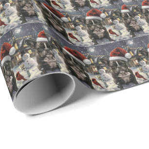 Franse Bulldog Winter Wonderland Kerstvreugde Cadeaupapier