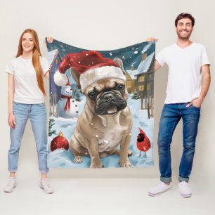 Franse Bulldog Winter Wonderland Kerstvreugde Fleece Deken