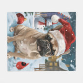 Franse Bulldog Winter Wonderland Kerstvreugde Fleece Deken (Voorkant (Horizontaal))