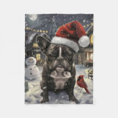 Franse Bulldog Winter Wonderland Kerstvreugde Fleece Deken (Voorkant)