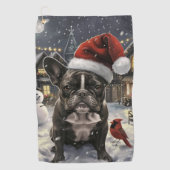 Franse Bulldog Winter Wonderland Kerstvreugde Golfhanddoek (Voorkant)