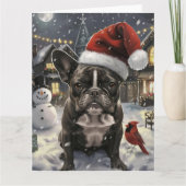 Franse Bulldog Winter Wonderland Kerstvreugde Kaart (Voorkant)