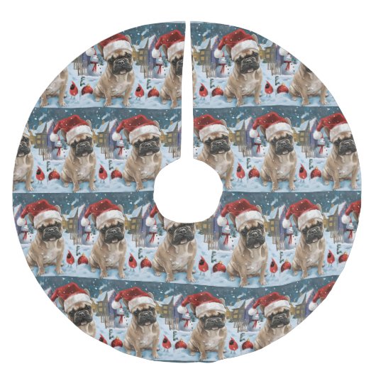Franse Bulldog Winter Wonderland Kerstvreugde Kerstboom Rok (Voorkant)