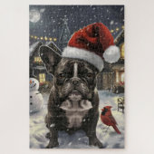 Franse Bulldog Winter Wonderland Kerstvreugde Legpuzzel (Verticaal)