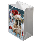 Franse Bulldog Winter Wonderland Kerstvreugde Medium Cadeauzakje (Voorkant Gekanteld)