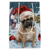 Franse Bulldog Winter Wonderland Kerstvreugde Medium Cadeauzakje (Achterkant)