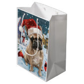 Franse Bulldog Winter Wonderland Kerstvreugde Medium Cadeauzakje (Achterkant Gekanteld)