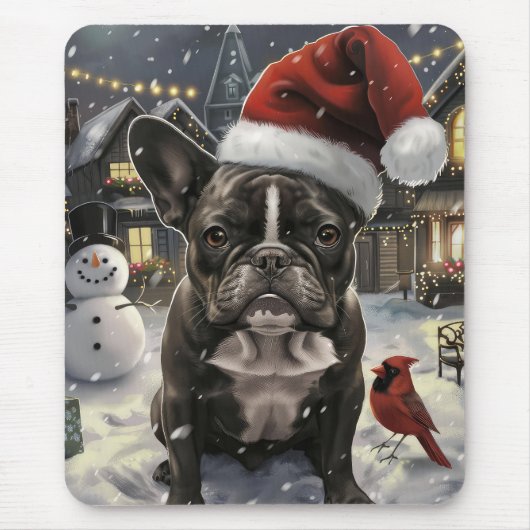 Franse Bulldog Winter Wonderland Kerstvreugde Muismat (Voorkant)