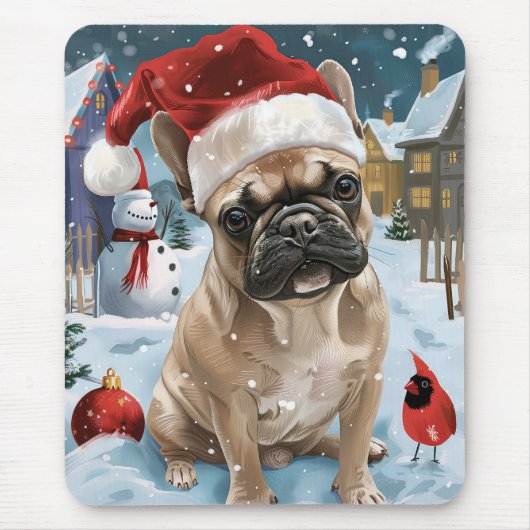 Franse Bulldog Winter Wonderland Kerstvreugde Muismat (Voorkant)