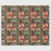 Franse Bulldog Winter Woof-tales Kerstmis Cadeaupapier (Vlak)