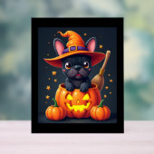 Franse Bulldog Witch Pumpkin Halloween Mannen vrou Acryl Bord (Neutraal)