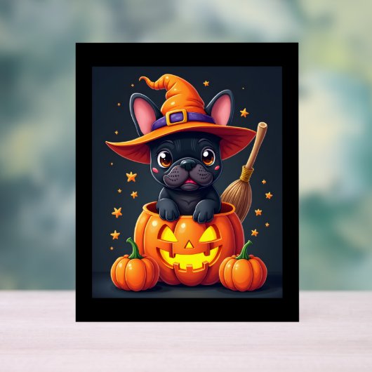 Franse Bulldog Witch Pumpkin Halloween Mannen vrou Acryl Bord (Neutraal)