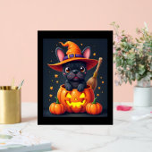 Franse Bulldog Witch Pumpkin Halloween Mannen vrou Acryl Bord (Huwelijk)