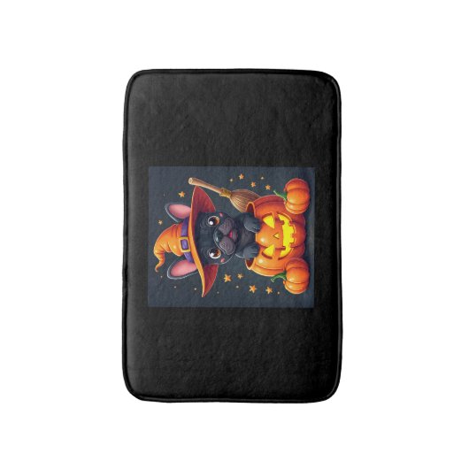 Franse Bulldog Witch Pumpkin Halloween Mannen vrou Badmat (Voorkant Verticaal)