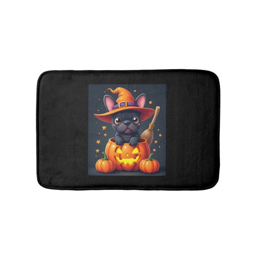 Franse Bulldog Witch Pumpkin Halloween Mannen vrou Badmat (Voorkant)