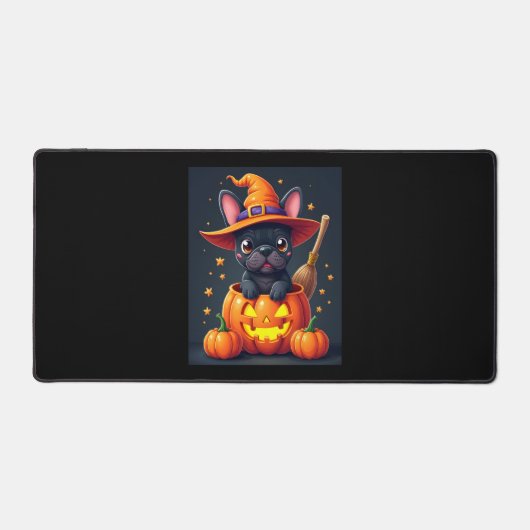 Franse Bulldog Witch Pumpkin Halloween Mannen vrou Bureaumat (Voorkant)