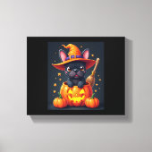 Franse Bulldog Witch Pumpkin Halloween Mannen vrou Canvas Afdruk (Voorkant)