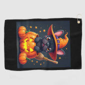 Franse Bulldog Witch Pumpkin Halloween Mannen vrou Golfhanddoek (Horizontaal)