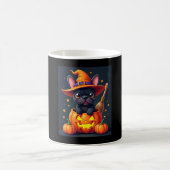 Franse Bulldog Witch Pumpkin Halloween Mannen vrou Koffiemok (Center)
