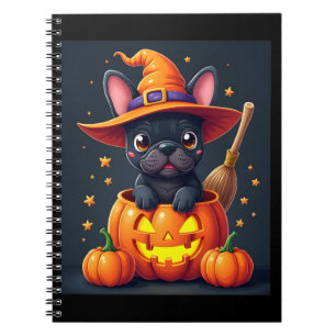 Franse Bulldog Witch Pumpkin Halloween Mannen vrou Notitieboek