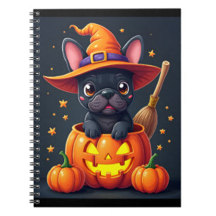 Franse Bulldog Witch Pumpkin Halloween Mannen vrou Notitieboek