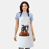 Franse Bulldog Witch Pumpkin Halloween Mannen vrou Schort (Gedragen)