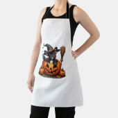 Franse Bulldog Witch Pumpkin Halloween Mannen vrou Schort (Insitu)