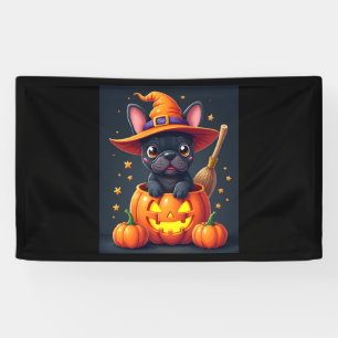 Franse Bulldog Witch Pumpkin Halloween Mannen vrou Spandoek