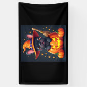 Franse Bulldog Witch Pumpkin Halloween Mannen vrou Spandoek (Verticaal)