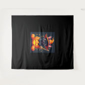 Franse Bulldog Witch Pumpkin Halloween Mannen vrou Wandkleed (Voorkant (horizontaal))