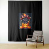 Franse Bulldog Witch Pumpkin Halloween Mannen vrou Wandkleed (In situ)