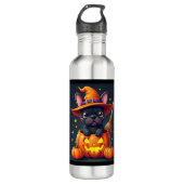 Franse Bulldog Witch Pumpkin Halloween Mannen vrou Waterfles (Voorkant)