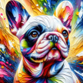 Franse Bulldog witte acryl print | Kleurrijk Legpuzzel