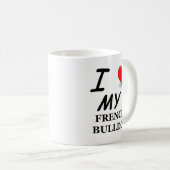 Franse Bulldog Witte Silhouet Koffiemok (Voorkant rechts)