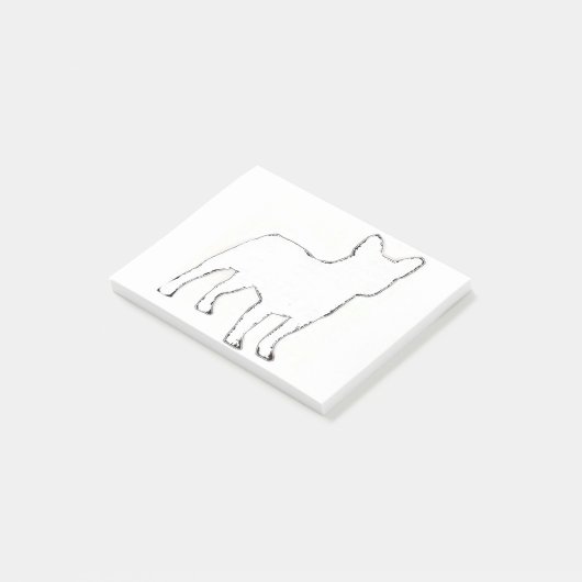 Franse Bulldog Witte Silhouet Post-it® Notes (Schuin)