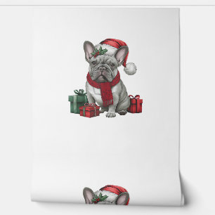 Franse Bulldog Xmas Verlichting Santa Franse Bulld Behang