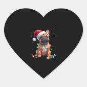 Franse Bulldog Xmas Verlichting Santa Franse Bulld Hart Sticker (Voorkant)